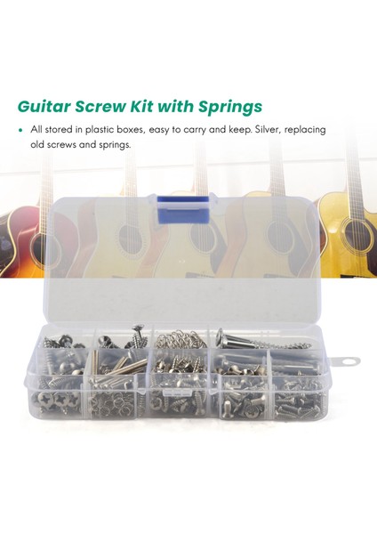 204 Adet Gitar Vida Kiti 9 Türleri Çeşitler Seti Yaylar ile Elektro Gitar Köprü Pikap Pickguard Tuner Anahtarı Boyun Plakası (Yurt Dışından)
