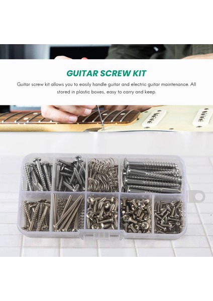 204 Adet Gitar Vida Kiti 9 Türleri Çeşitler Seti Yaylar ile Elektro Gitar Köprü Pikap Pickguard Tuner Anahtarı Boyun Plakası (Yurt Dışından)