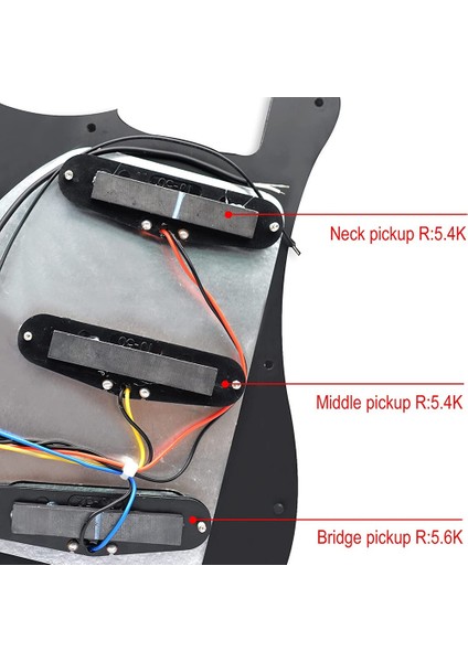 Kablolu St Pickguard Sss 3 Tek Bobinli Manyetikler Standart Gitar Parçaları Için Ayarlanabilir Vidalar, Siyah (Yurt Dışından)