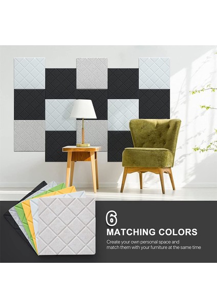 12 Paket Ses Geçirmez Duvar Panelleri, 12X12X0.4IN Kendinden Yapışkanlı Ses Emici Paneller, Kayıt Stüdyosu, Ofis, Siyah (Yurt Dışından)