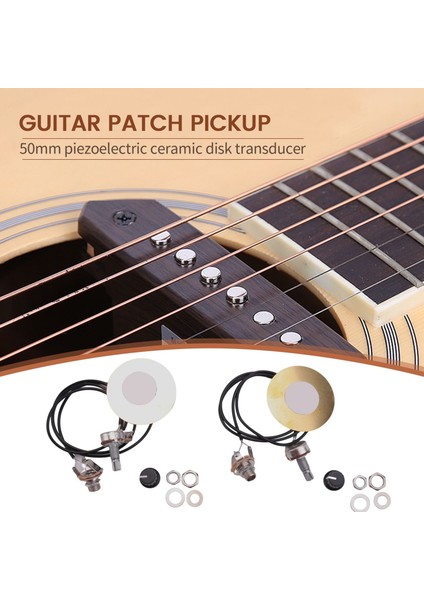 2 Adet 50 mm Gitar Pikap Piezo Dönüştürücü Kablolu Amplifikatör ile 6.35 mm Çıkış Jakı Akustik Gitar Ukulele Puro Kutusu Gitar (Yurt Dışından)