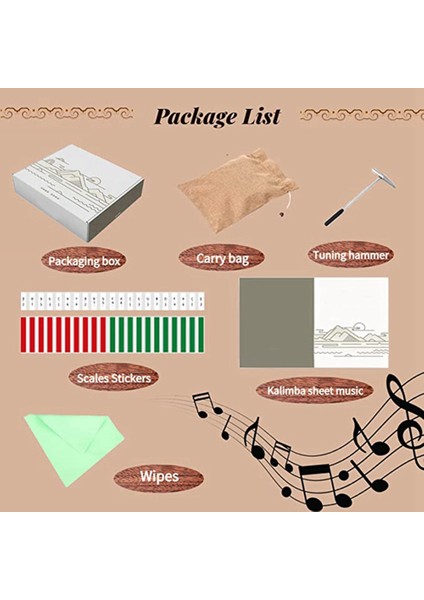 Yetişkinler ve Çocuklar Için Kalimba Başparmak Piyano, Kalimba Notaları ile Performans Sınıfı Tonlama (17 Tuş) (Yurt Dışından)