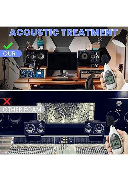 12 Paket Altıgen Akustik Panel, Kayıt Stüdyolarının, Ofislerin, Ev Stüdyolarının Ses Yalıtımı Için 12 x 10X 0,4 Inç (Yurt Dışından)