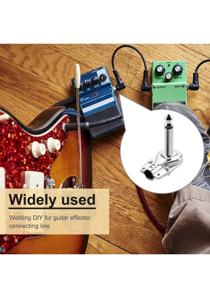 10 Adet 90 Derece Sağ Açı 6.35MM Mono 2 Kutuplu Jak Fişi 6.35MM Gitar Fono Gözleme 1/4 Inç Konnektör, Gümüş (Yurt Dışından) fırsatları