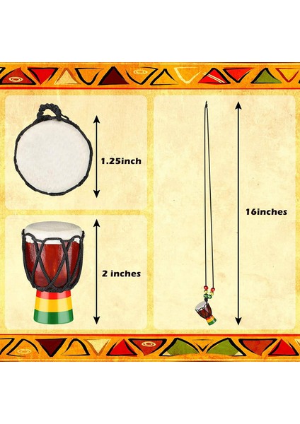5 Adet Enstrüman Kolye Djembe Davul Mini Kolye Afrika Davul Ahşap Kolye Davul ve Perküsyon (Yurt Dışından)