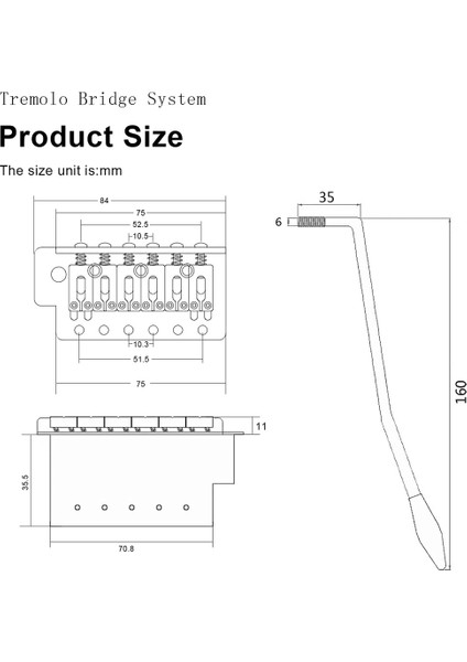 Strat Elektro Gitar Değiştirme Için Tremolo Köprü Seti Için 52.5mm Gitar, Gümüş (Yurt Dışından)