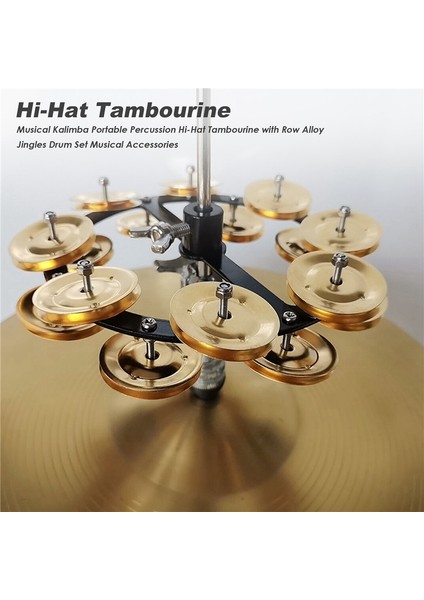 Müzikal Kalimba Taşınabilir Perküsyon Hi-Hat Tef, Sıralı Alaşım Jingle Davul Seti, Altın (Yurt Dışından) fırsatları