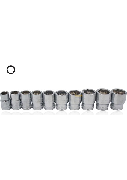 10 - 19 mm 3/8" 10 Parça Raylı Lokma Anahtar Takımı C12-RH10
