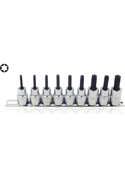 T10 - T50 3/8" 9 Parça Raylı Torx Uçlu Lokma Takımı C18S-RT09