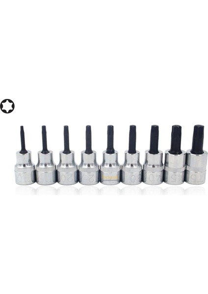 T10 - T50 3/8" 9 Parça Raylı Torx Uçlu Lokma Takımı C18S-RT09