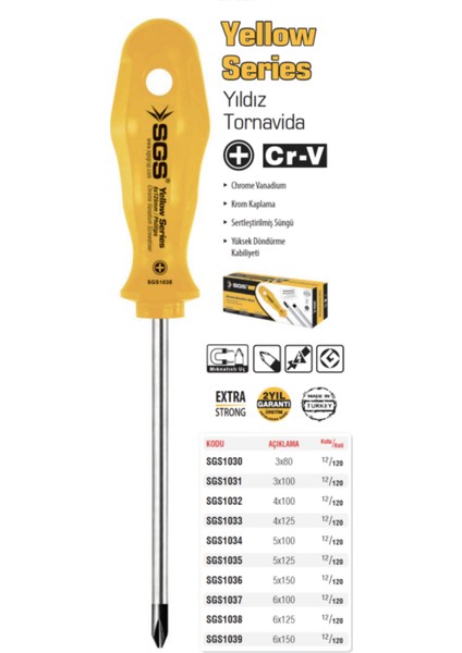 4*125 Yıldız Tornavida (Yellow Series)