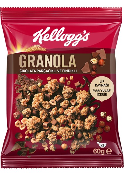 Granola 60 G x 15 Adet, Çikolata Parçacıklı ve Fındıklı, Kurutulmuş Meyveli, Beyaz Çikolatalı ve Antep Fıstıklı