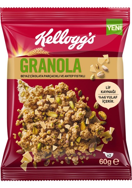 Granola 60 G x 15 Adet, Çikolata Parçacıklı ve Fındıklı, Kurutulmuş Meyveli, Beyaz Çikolatalı ve Antep Fıstıklı