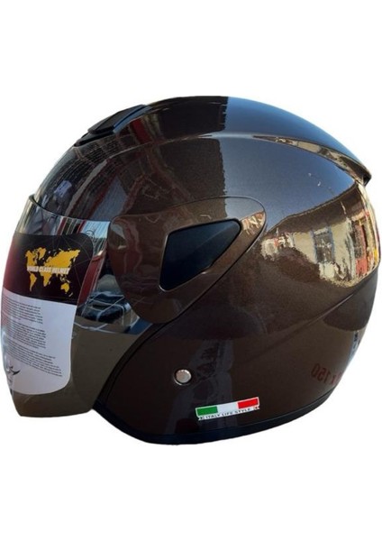 Sw 700 Motosiklet Kahverengi Yarım Kask