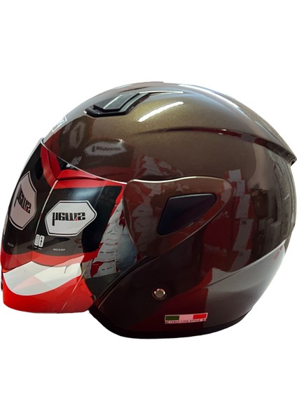 Sw 700 Motosiklet Kahverengi Yarım Kask
