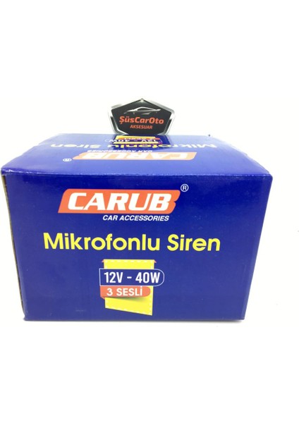 ŞüsCarOto Aksesuar Carub 3 Sesli Mikrofonlu Megafonlu 12V Polis Sireni 300 Db