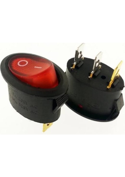 IC-134B Oval Işıklı Anahtar On-Off 3 Bacaklı Çay Makinesi Anahtar 10 Adet