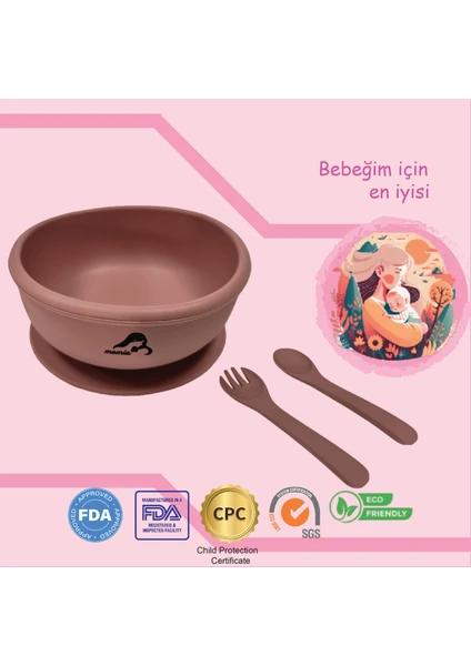 Momia Bebek "Momia Bebek Silikon Beslenme Mama Seti - Sağlıklı ve Renkli!" set 7 - mama kasesi , bebek kaşık çatal