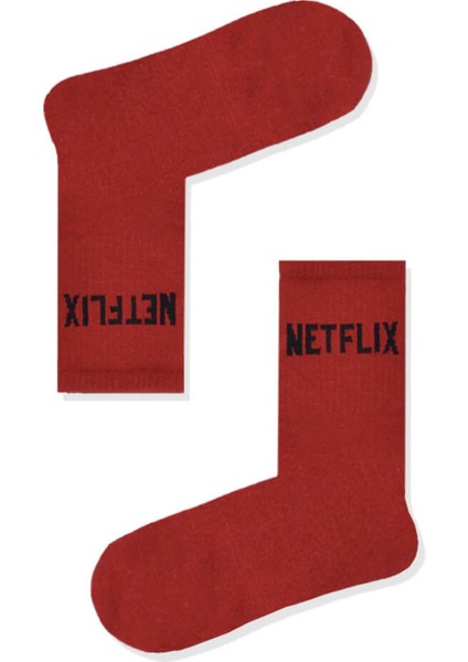 Netflix Kırmızı Atletik Kolej Çorap