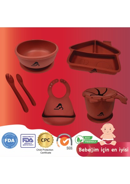 "Momia Bebek Silikon Beslenme Mama Seti - Sağlıklı ve Renkli!" set 1 - bebek yemek tabağı , bebek mama önlüğü , bebek mama kasesi , bebek atıştırmalık kap , bebek kaşık çatal