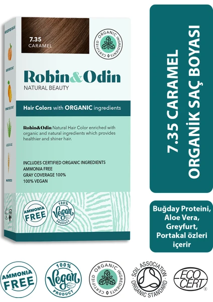 Robin & Odin Organik Kalıcı Saç Boyası 7.35 Caramel / Karamel