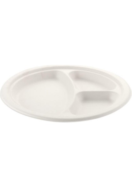 Nature Ekolojik Karton Kağıt Tek Kullanımlık 3 Bölmeli Tabak - 26 Cm. - 50 Adetlik 1 Paket