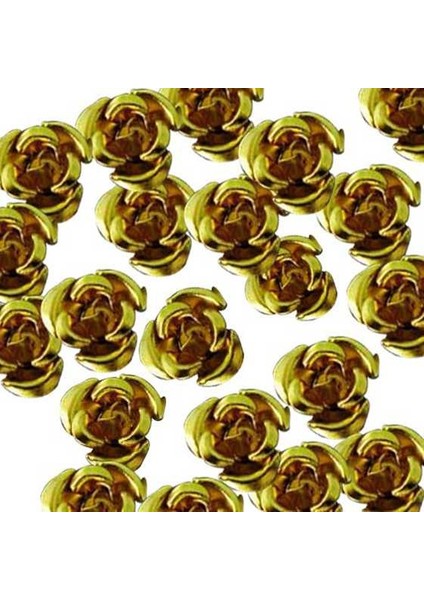 50 Parça. 8mm Alüminyum Boncuk Alüminyum Gül Boncuk - Altın (Yurt Dışından)