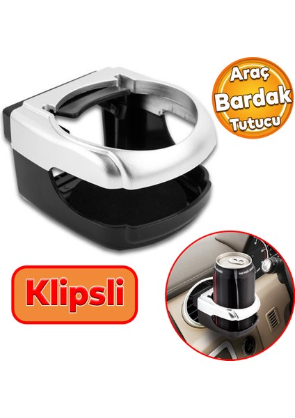 Oto Otomobil Araç Araba İçi Bardak Kutu İçecek Tutucu Yüksek Tip Aparat Klipsli