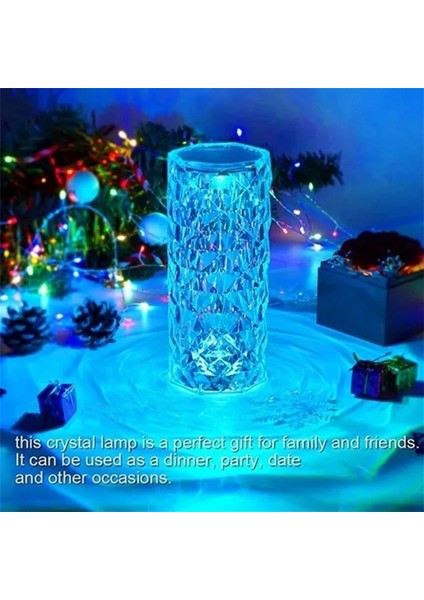 Renk LED Kristal Masa Lambası Gül Işık Projeksiyon Lambası LED Atmosfer Yatak Odası Başucu USB Dokunmatik Gece Lambası (Yurt Dışından) fırsatları