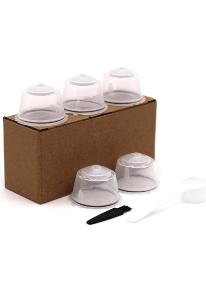 5 Adet Yeniden Kullanılabilir Nestle Kahve Kapsülü Filtreli Fincan Doldurulabilir Filtre Sepeti Kapakları Yeniden Kullanılabilir Kaşık Fırça-1 (Yurt Dışından)