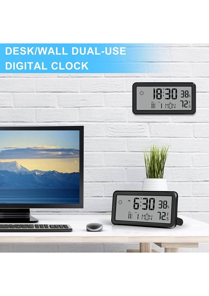 Yatak Odası Için Çalar Saat, Dijital Duvar Saatleri, Tarih, Hafta, Iç Ortam Sıcaklığı ve Nemi Ile, Kumandalı Siyah (Yurt Dışından)