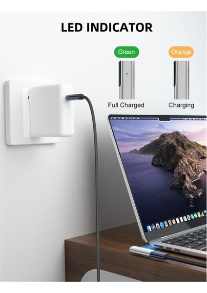 Pro 2023 (M2, 14/16 Inç) ile Uyumlu 140W 90 Derece USB C'den Manyetik 3 Şarj Adaptörüne (Yurt Dışından)