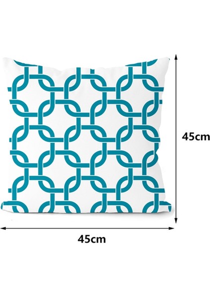 4 Adet Mavi Geometri Minder Örtüsü Yastık Kılıfı Ev Dekoratif Kanepe Kare Yastık Örtüsü Yatak Odası Araba Dekor 45X45CM (Yurt Dışından)