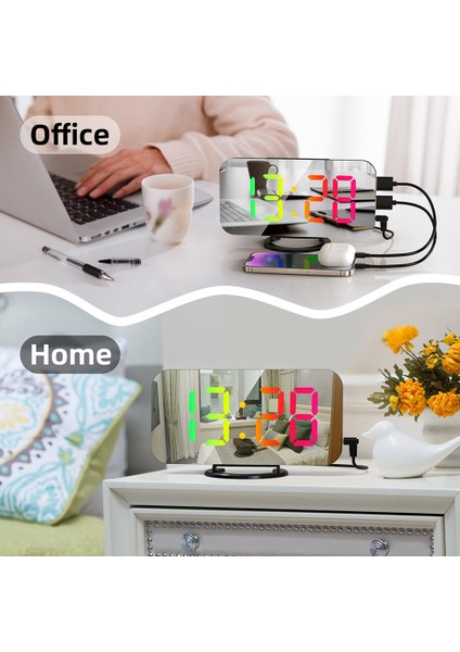 Dijital Çalar Saat Rgb Renkli Ekran Görüntüsü Akıllı Ayna Çalar Saat Oda Dekorasyonu Için Tarih Göstergesi Beyaz (Yurt Dışından)