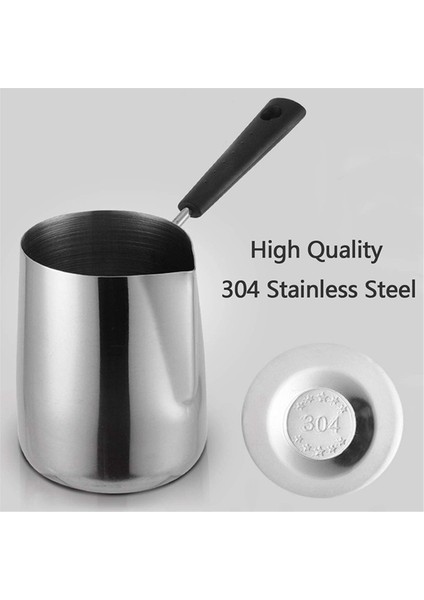 Paslanmaz Tereyağı ve Kahve Isıtıcısı,türk Cezvesi,mini Tereyağı Eritme Kazanı ve Borulu Sütlük -(600ML) (Yurt Dışından)