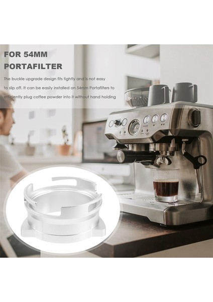 Espresso Dozajlama Hunisi, 54MM Portafilter ile Uyumlu Alüminyum Metal Barista Kahve Dozajlama Hunisi - Gümüş (Yurt Dışından)