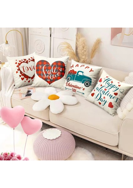 Sevgililer Günü Yastık Kapakları 18X18 4 Set Sevgililer Günü Süslemeleri Çiftlik Evi Ev Dekor Için Yastık Atmak (Yurt Dışından)