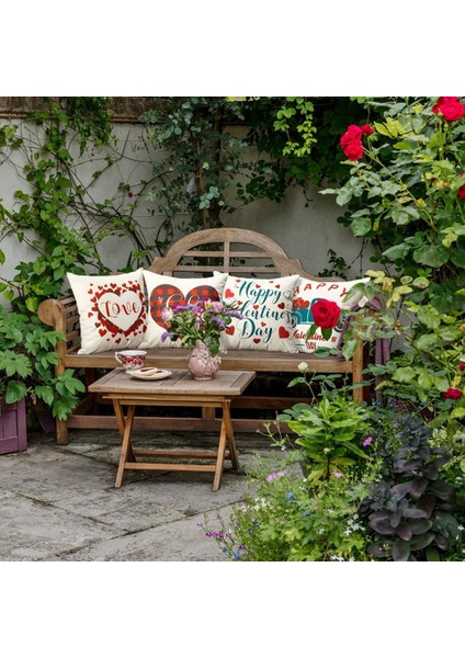Sevgililer Günü Yastık Kapakları 18X18 4 Set Sevgililer Günü Süslemeleri Çiftlik Evi Ev Dekor Için Yastık Atmak (Yurt Dışından)