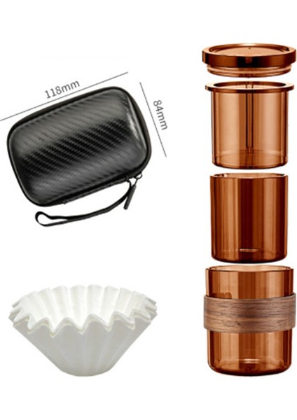 Taşınabilir 3-In-1 El Dökün Cezve Seti Taşınabilir Filtre Filtreli Fincan Filtre Seyahat Kahve El Dökün Fincan, Kahverengi-Şeffaf (Yurt Dışından) fırsatları