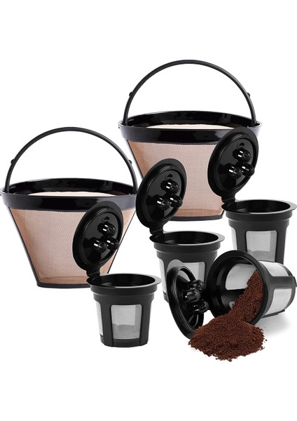 Ninja Dual Brew Kahve Makinesi Için 2 Paket Yeniden Kullanılabilir Koni Kahve Filtresi ve 4 Paket Yeniden Kullanılabilir Kahve Kapsülleri, Kahve Filtresi (Yurt Dışından)