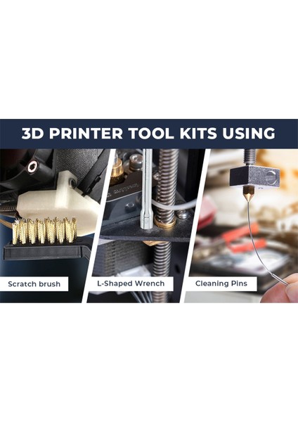 26 Parçalı 3D Yazıcı Nozul Anahtarı Bakım Seti: Temizleme Pimleri 2 Cımbız, Tel Fırçalar, L Şekilli Anahtar Aletleri (Yurt Dışından)