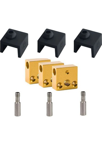 3, 3 Pro -10/10S 3D Yazıcılar Için Paslanmaz Çelik Boğaz Silikon Kılıflı 3 Set Isıtıcı Bloğu (Yurt Dışından)