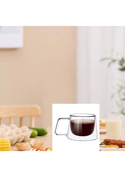 Çift Duvarlı Kahve Kupa, Saplı 2 Kahve Fincanı Seti, Bulaşık Makinesinde Yıkanabilir ve Isıya Dayanıklı, Sıcak Içecekler Için Şeffaf Kupa Için (Yurt Dışından) fırsatları