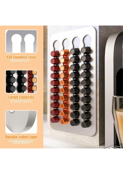 Kahve Kapsül Tutucu, Paslanmaz Çelik Kahve Kapsül Tutucu Çift Taraflı Yapışkanlı 40 Kahve Kapsül Organizatör Tutar (Yurt Dışından) fiyatları