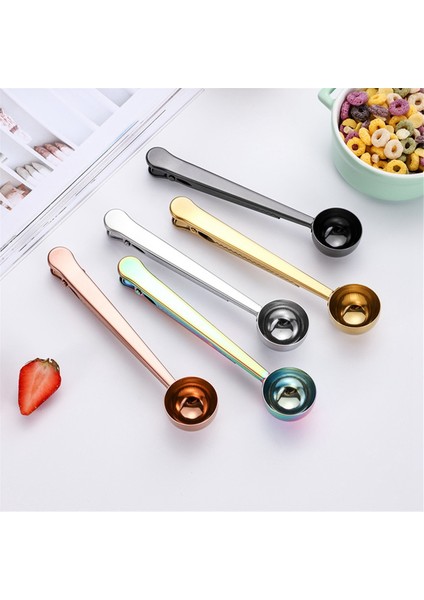 5 Adet Kahve Kepçe Klipsi, 2-In-1 Kahve Ölçme Kaşığı Sızdırmazlık Klipsli, Uzun Saplı Kaşık Çanta Klipsi (Yurt Dışından) fırsatları