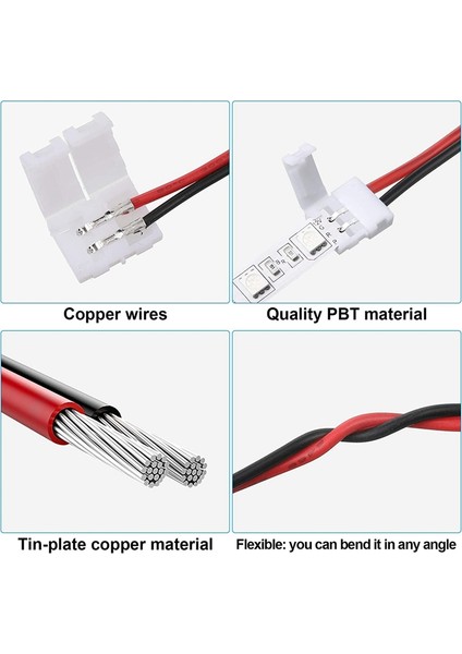 24 Adet 8mm 2 Pin LED Şerit Işık Konektörü 8 mm Genişliğinde Esnek Smd 3528 2835 Tek Renkli LED Şerit Işıklar Lehimsiz (Yurt Dışından) modelleri