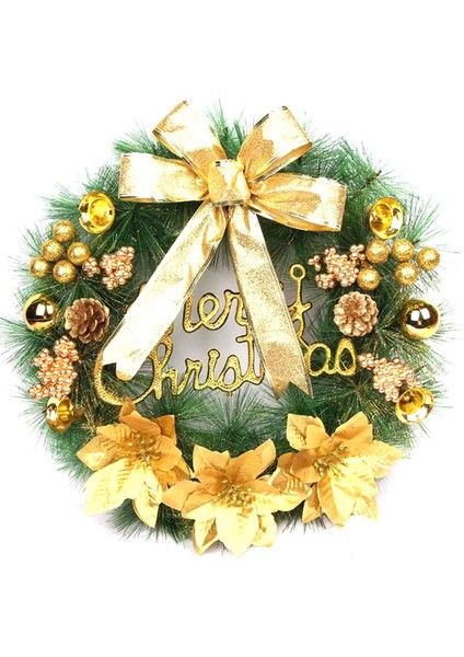 Ön Kapı Için Noel Çelenkleri - Noel Kapı Çelengi Kış Yapay Noel Çelenk Dekorasyonu Yay Çiçekleri ile (Yurt Dışından)