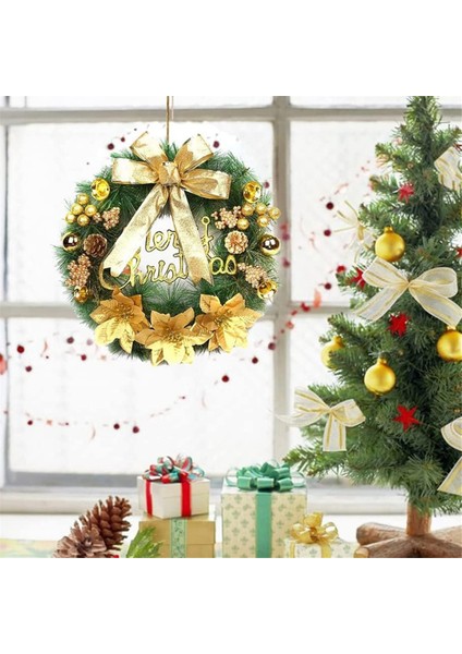 Ön Kapı Için Noel Çelenkleri - Noel Kapı Çelengi Kış Yapay Noel Çelenk Dekorasyonu Yay Çiçekleri ile (Yurt Dışından)