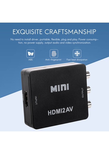 Hdtv Için Mini 1080P Kompozit - Rca Ses Video Av Cvbs Dönüştürücü Adaptör (Yurt Dışından)