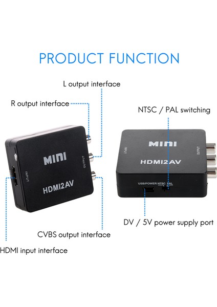Hdtv Için Mini 1080P Kompozit - Rca Ses Video Av Cvbs Dönüştürücü Adaptör (Yurt Dışından)